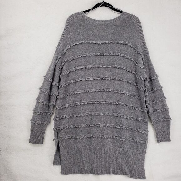 Saks Fifth Avenue Sweater Womens XL Fringe Textured Pullover Wool Cashmere Blend - Picture 4 of 8
